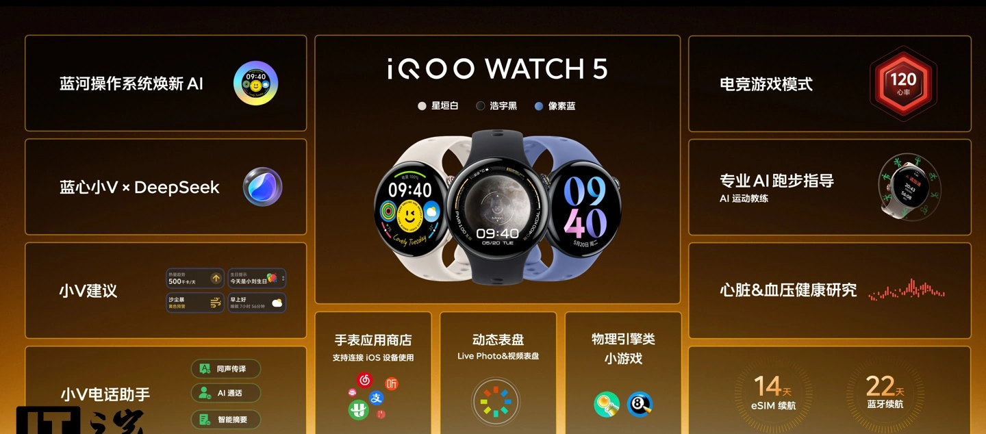 _iQOO WATCH 5 智能手表发布：内置 AI 助手 + 电竞模式	，售 799 元起_iQOO WATCH 5 智能手表发布：内置 AI 助手 + 电竞模式，售 799 元起